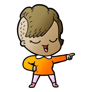 mutlu çizgi film kız vektör çizim