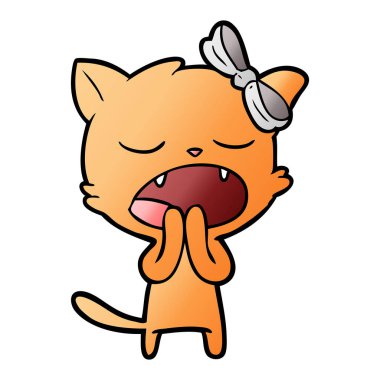 vektör çizim karikatür esneme kedi