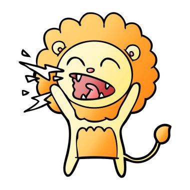 vektör çizim karikatür kükreyen aslan