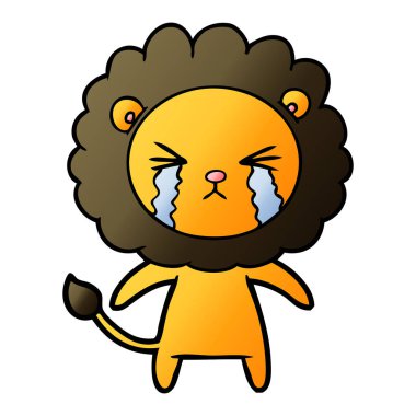 vektör çizim aslan ağlıyor çizgi film