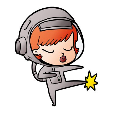 güzel astronot kız karate tekme çizgi film