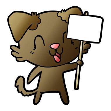 karikatür köpek işareti ile gülüyor