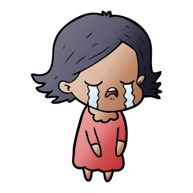 vektör çizim karikatür kız ağlıyor