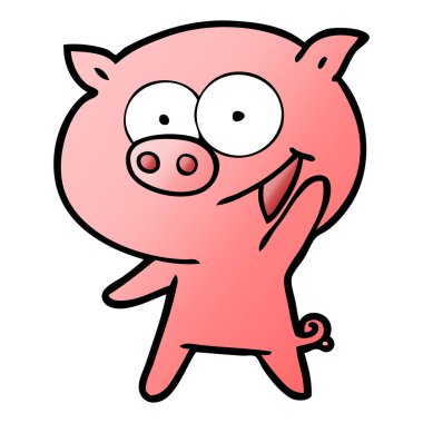 neşeli domuz karikatür vektör çizim