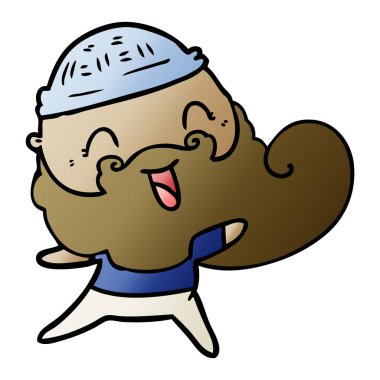 Sakal ve kış şapka ile mutlu adam