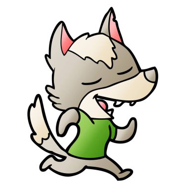 vektör çizim karikatür kurt gülen