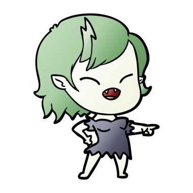 işaret ve gülüyor karikatür vampir kız