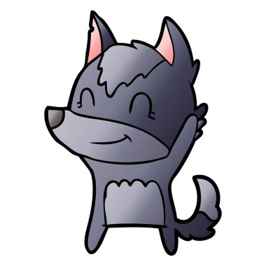 vektör çizim dostu karikatür kurt