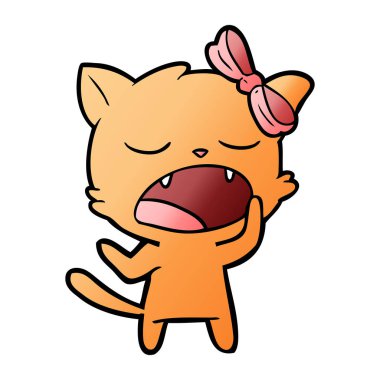 vektör çizim karikatür esneme kedi