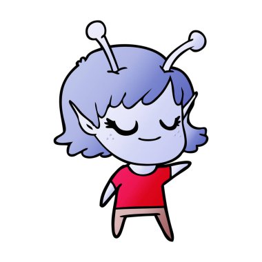 gülümseyen uzaylı kız çizgi film