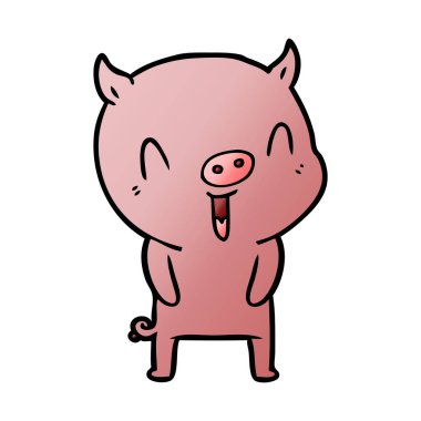 mutlu karikatür domuz vektör çizim