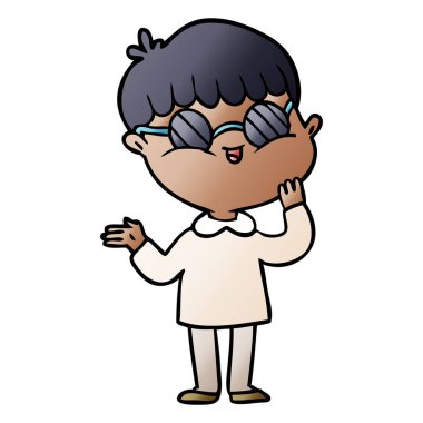 çizgi film çocuk gözlük takıyor