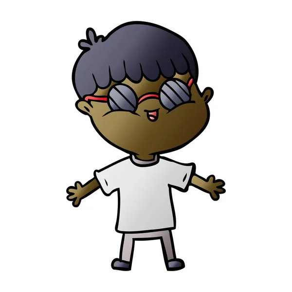 Niño Dibujos Animados Con Gafas — Vector de stock