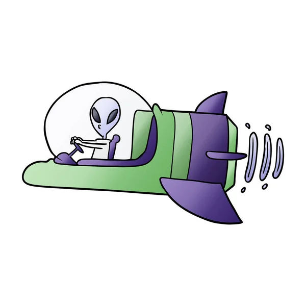 Vectorillustratie Van Cartoon Alien Ruimteschip — Stockvector