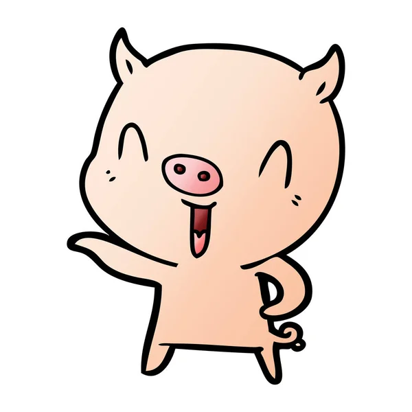 Illustration Vectorielle Cochon Heureux Dessin Animé — Image vectorielle