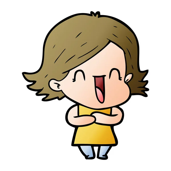 Vector Ilustración Dibujos Animados Riendo Mujer — Vector de stock