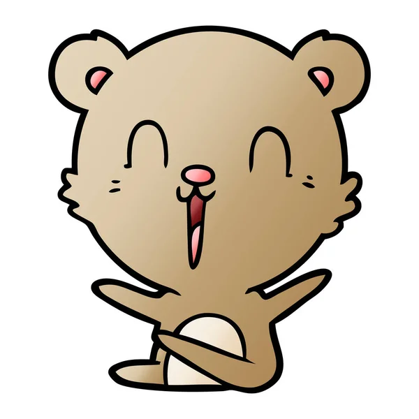 Счастливый Смеющийся Карикатурный Медведь — стоковый вектор