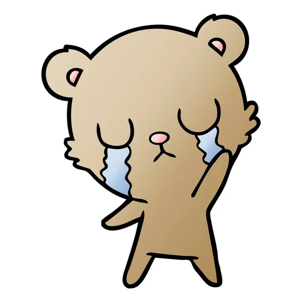 Vector Illustration Crying Cartoon Bear — Stock Vector