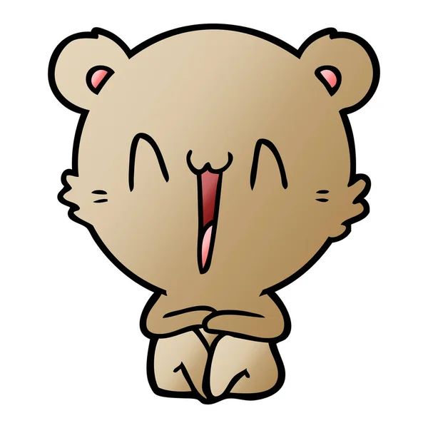 Счастливый Медведь Сидящий Мультик — стоковый вектор