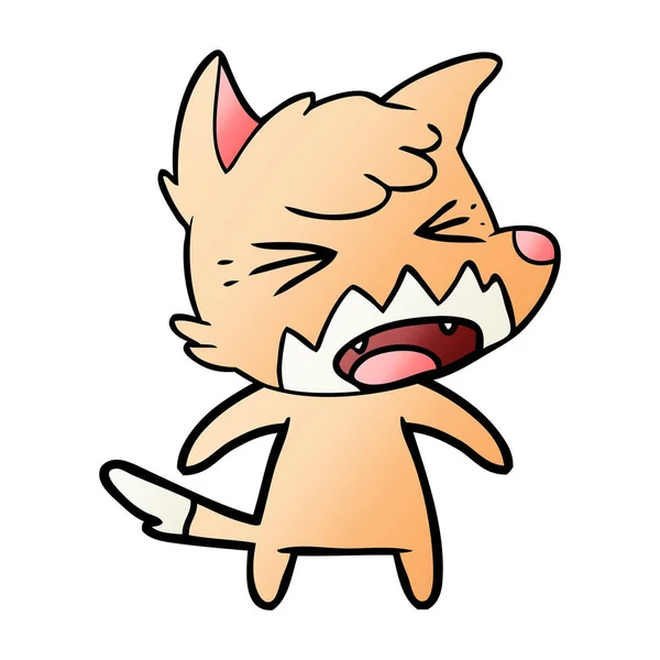 Vector Illustration Angry Cartoon Fox — Stock Vector