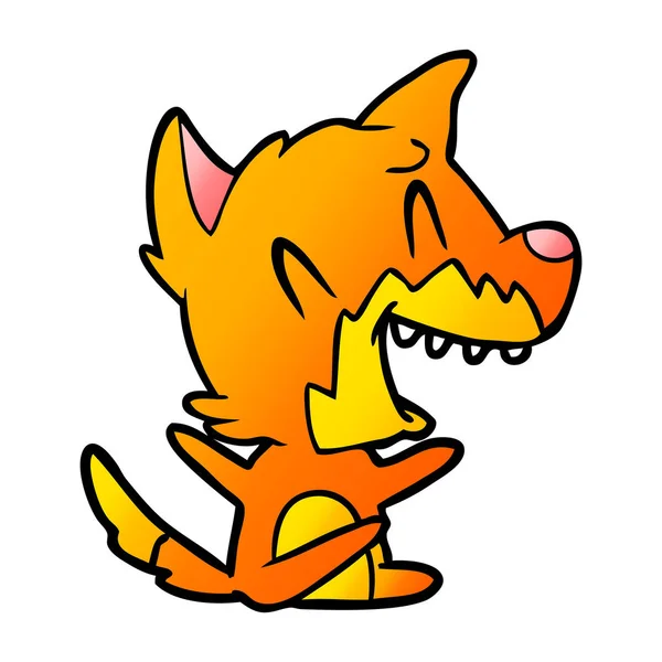 Vector Illustration Laughing Fox Cartoon — Stock Vector