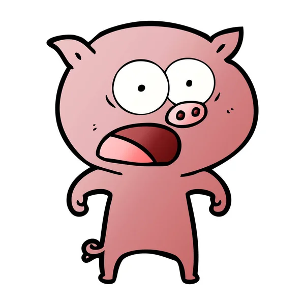 Wektor Ilustracja Kreskówka Świnia Pokrzykiwania — Wektor stockowy