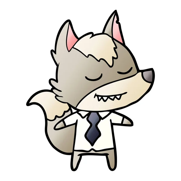 Friendly Cartoon Boss Wolf — Stock Vector