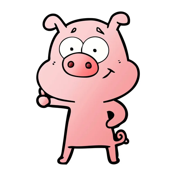 Illustration Vectorielle Cochon Heureux Dessin Animé — Image vectorielle