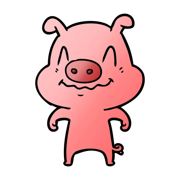 Illustration Vectorielle Cochon Dessin Animé Nerveux — Image vectorielle