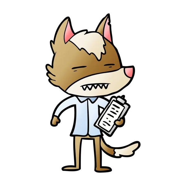 Cartoon Office Wolf Showing Teeth — Stock Vector