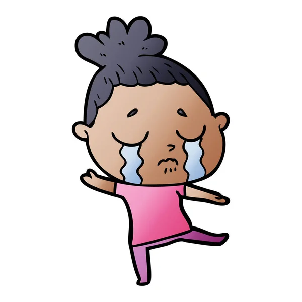 Vector Ilustración Dibujos Animados Llorando Mujer — Vector de stock