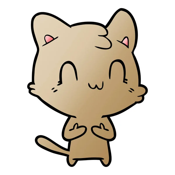 Vector Illustration Cartoon Happy Cat — Stock Vector