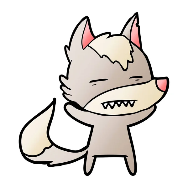 Cartoon Wolf Visar Tänderna — Stock vektor