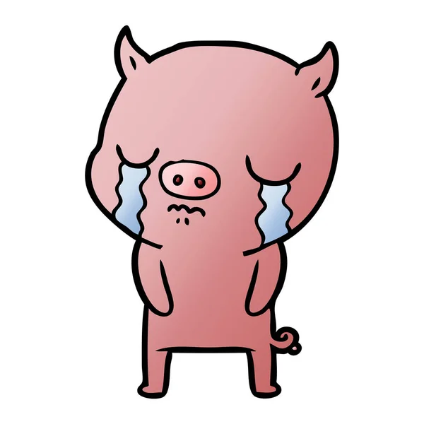 Vector Ilustración Dibujos Animados Cerdo Llorando — Vector de stock