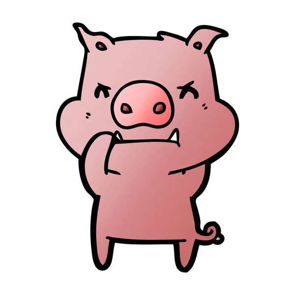 Ilustração Vetorial Porco Dos Desenhos Animados Com Raiva — Vetor de Stock