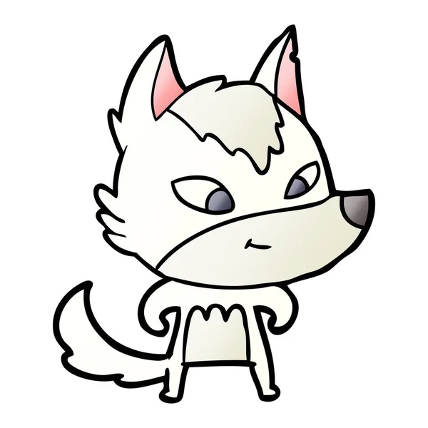 Vectorillustratie Van Vriendelijke Cartoon Wolf — Stockvector