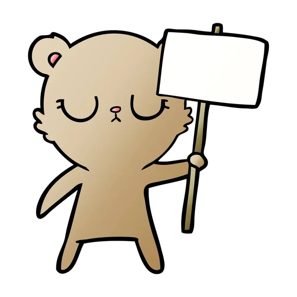 Мирний Мультяшний Ведмідь Дитина Знаком Протесту — стоковий вектор
