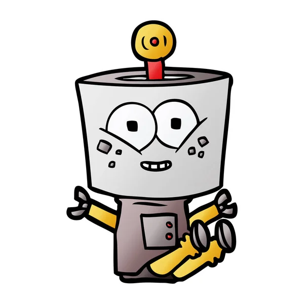 Illustrazione Vettoriale Robot Cartone Animato Felice — Vettoriale Stock