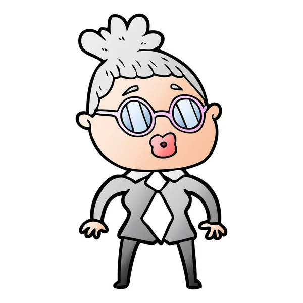 Desenho Animado Mulher Escritório Vestindo Óculos —  Vetores de Stock