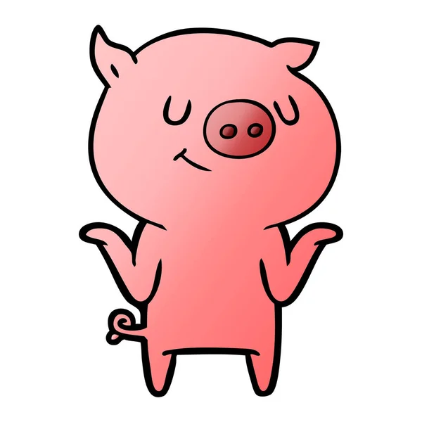 Vector Illustration Happy Cartoon Pig — Stock Vector