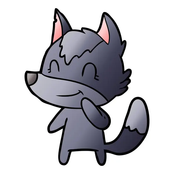 Ilustración Vectorial Lobo Dibujos Animados Amigable — Vector de stock