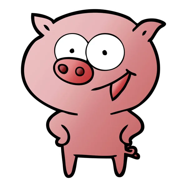 Illustration Vectorielle Dessin Animé Cochon Joyeux — Image vectorielle