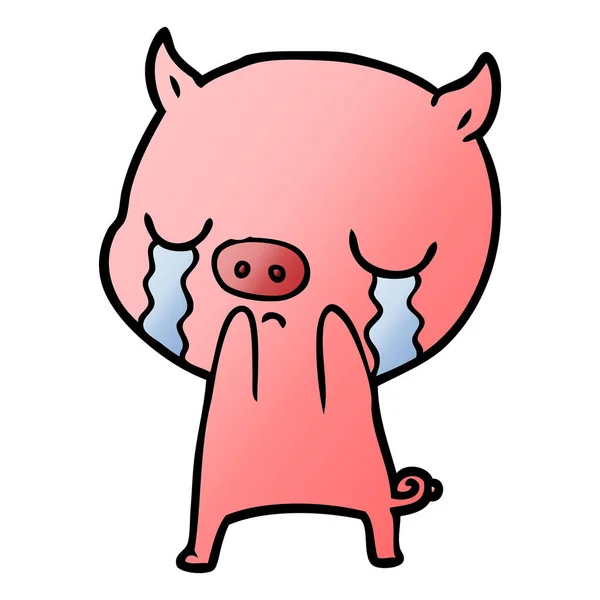 Illustration Vectorielle Cochon Dessin Animé Pleurer — Image vectorielle