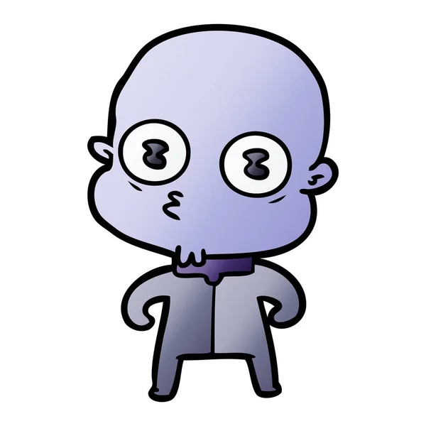 Cartoon Weird Bald Spaceman — Stock Vector