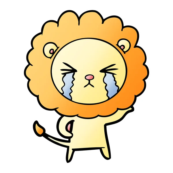 Vector Illustration Cartoon Crying Lion — Stock Vector