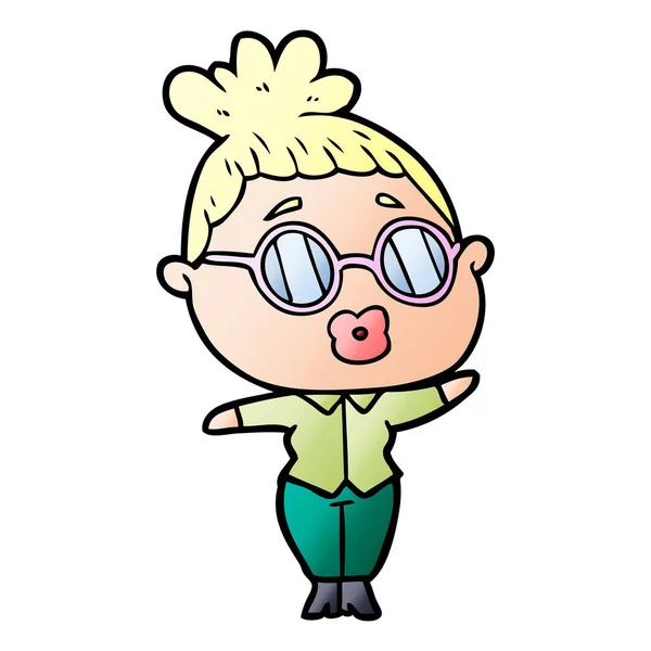 Cartoon Frau Mit Brille — Stockvektor