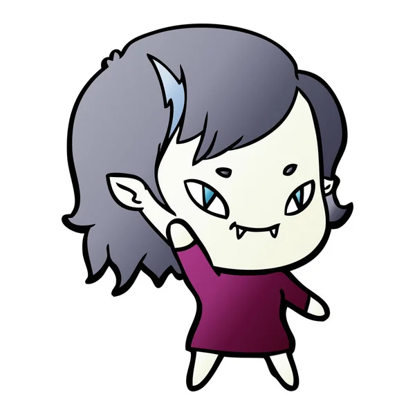 漫画フレンドリーな吸血鬼の少女 — ストックベクタ