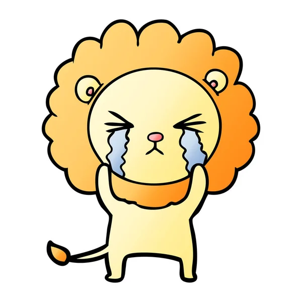 Vector Illustration Cartoon Crying Lion — Stock Vector