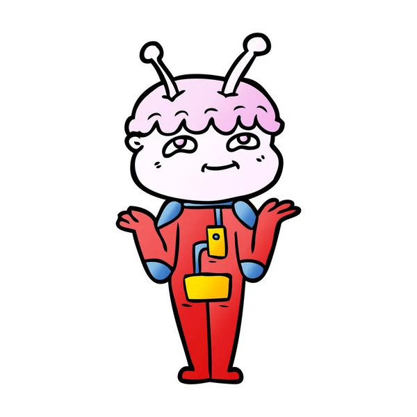 Vector Illustration Friendly Cartoon Spaceman — Stock Vector