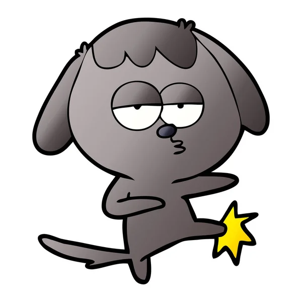 Cartoon Verveeld Hond Been Schoppen — Stockvector